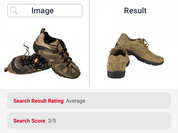 Image search for brown shoes returns similar product and hence rated average by ecommerce search for fashion