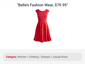Red colored fashion wear correctly categorized under women’s casual dress by data categorization for ecommerce