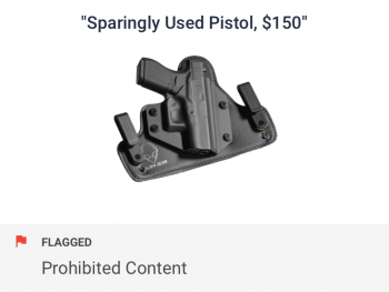 Holstered pistol flagged as prohibited content by weapon checks for ecommerce